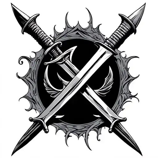 five crossed swords tattoo design idea