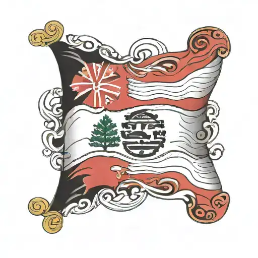 wavy Georgia Flag primarily black tattoo design idea