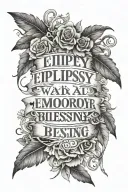 epilepsy sign with words " your life was a blessing, your memory a treasure" with date 10/23/21 in Roman numerals  tattoo design idea