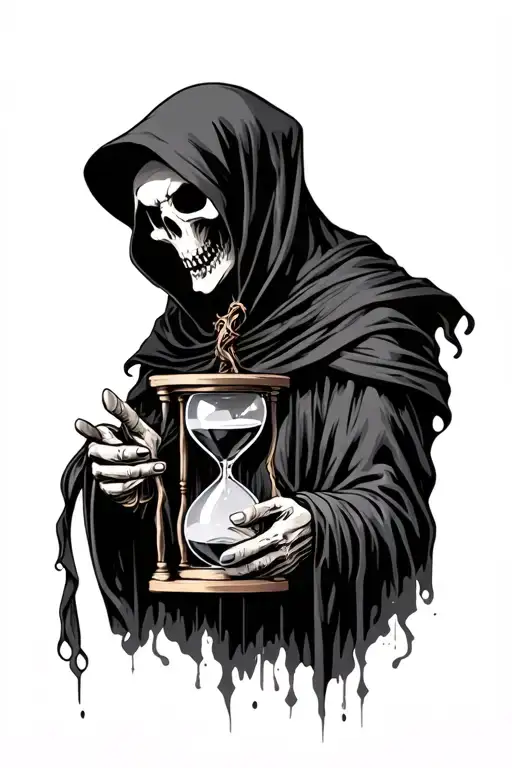 Grim Reaper holding an hourglass tattoo design idea