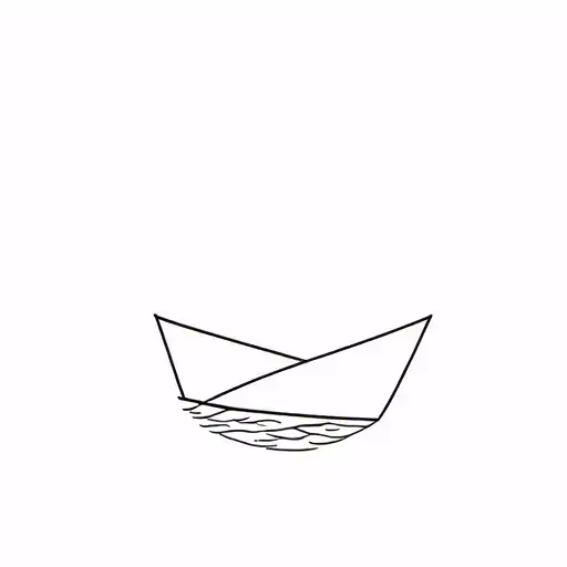 paper boat floating tattoo design idea