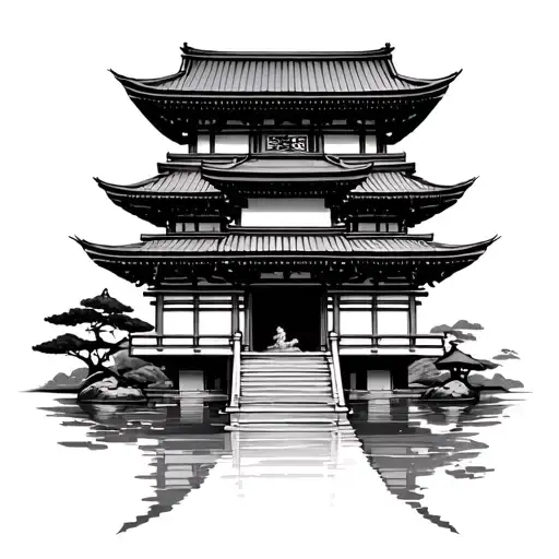 japanese temple tattoo design idea