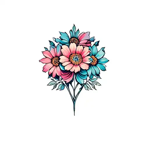 symbol with cosmos flower intertwined tattoo design idea