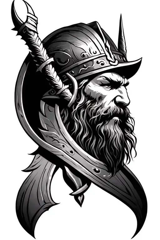 Viking themed inner arm sleeve tattoo design idea