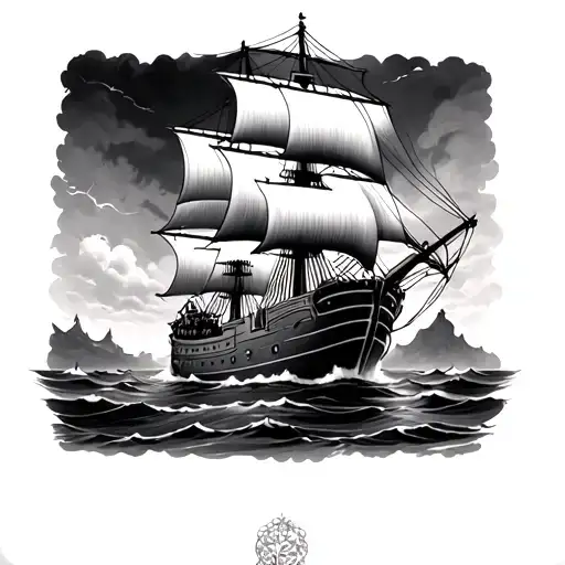 the black pearl ship tattoo design idea
