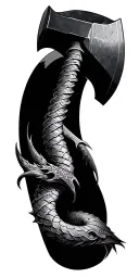 Jörmungandr wrapped with mjolnir hammer tattoo design idea