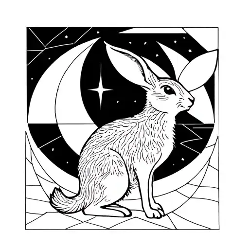 moon gazing hare tattoo design idea
