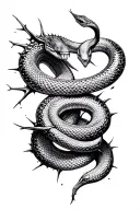 slim snake slithering sharp thorns blood tattoo design idea