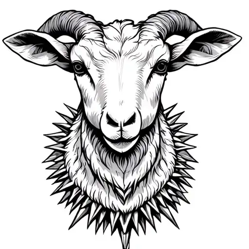 The head of the lamb with a spiked choker tattoo design idea