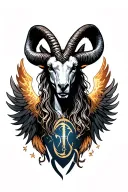 arcangel Uriel with capricorn zodiac sign tattoo design idea