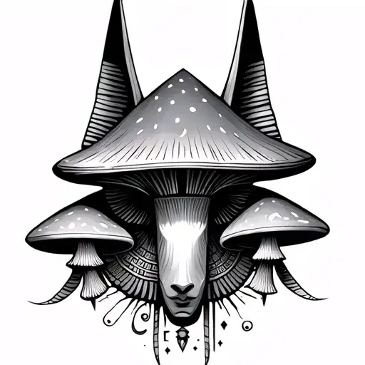 Egyptian god anubis libra zodiac trippy mushroom tattoo tattoo design idea