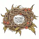 crown of thorns around forarm with quote saying "I can do all things through Christ who strengthens me" right below it  tattoo design idea