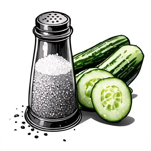 salt shaker and cucumber tattoo design idea