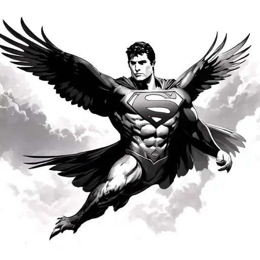 superman and eagle soaring tattoo design idea