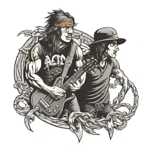 AC/DC members intertwined tattoo design idea