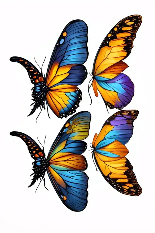 butterfly metamorphosis proces tattoo design idea