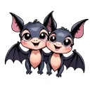 two cute disney looking female bats with big eyes that are hugging and have been best friends for years tattoo design idea