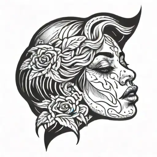 lady of our sorrows crying tattoo design idea