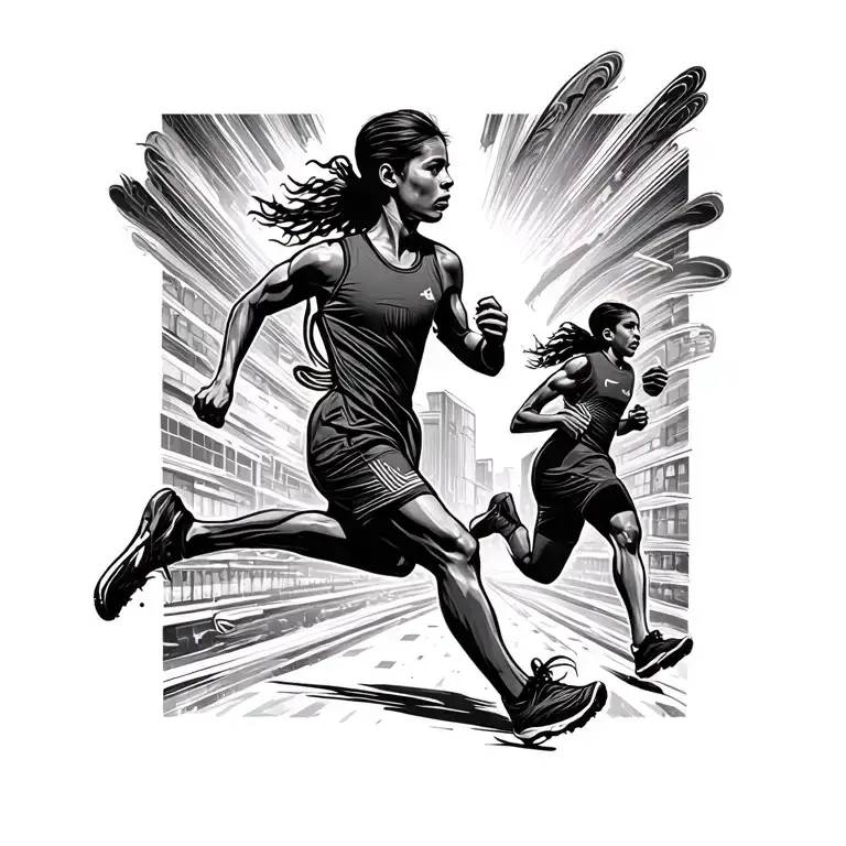 runing shoes marathon runners running tattoo design idea