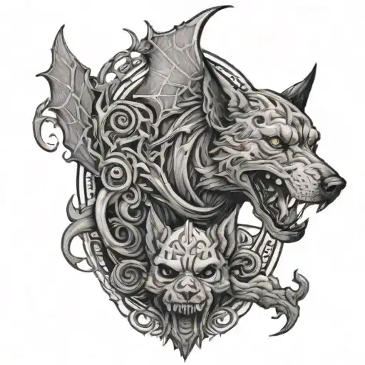haven and hell hound tattoo design idea