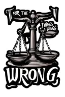 "FOR THE THINGS I DID WRONG" a set of scales symbolizing justice tattoo design idea