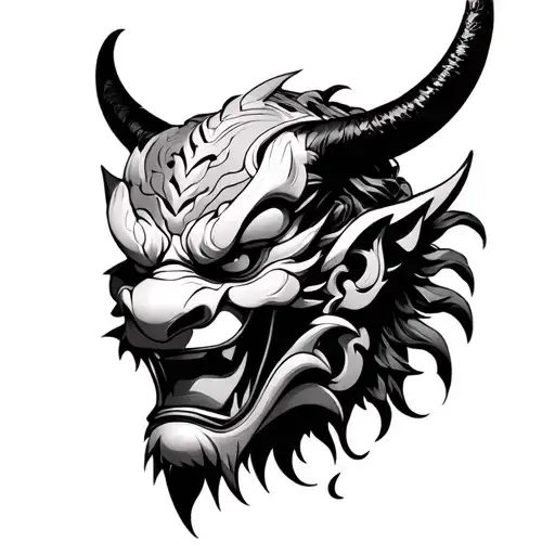 They deamon those japanese demon mask tattoo design idea