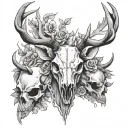 stag skulls tattoo design idea
