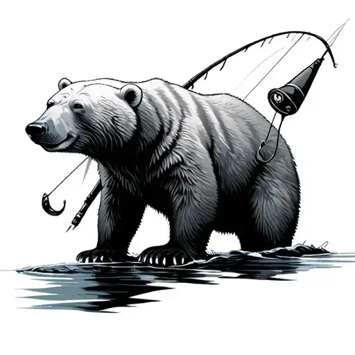 polar bear fishing tattoo design idea