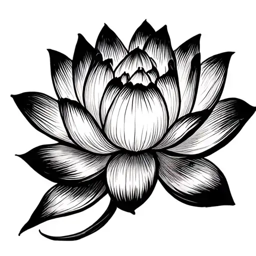 negative space lotus flower no shading tattoo design idea