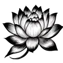 negative space lotus flower no shading tattoo design idea
