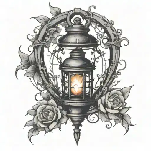 portal heart lantern tattoo design idea
