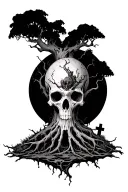 poison tree with graveyard under tattoo design idea