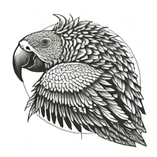 macaw perched with wings out tattoo design idea