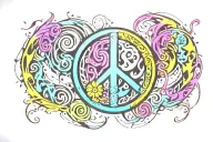 peace sign with yin yang inside  tattoo design idea