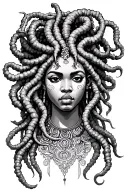African Medusa with dreadlocks tattoo design idea