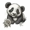 Mickey Mouse rose panda tattoo design idea