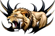 lion seen from the front as if attacking, with its head and claws visible tattoo design idea