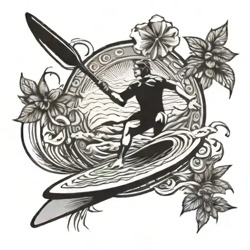 paddle surf tattoo design idea