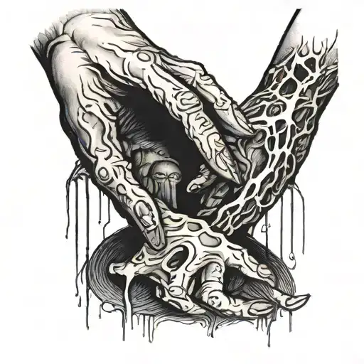 farther daughter holding hands tattoo design idea