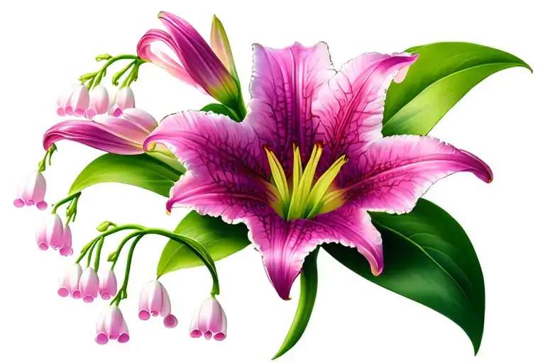 pink and purple lily of the valley tattoo design idea