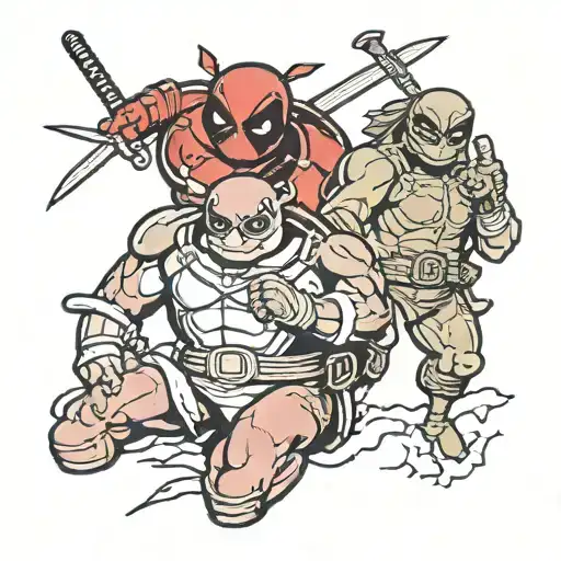 Raphael ninja turtle and deadpool tattoo design idea
