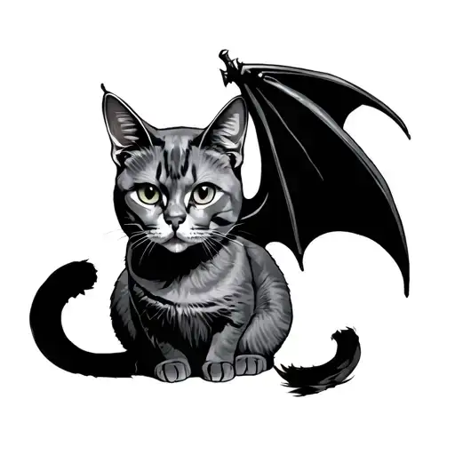 Cat With Bat Wings tattoo design idea