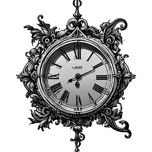 1985 Roman numeral clock tattoo design idea