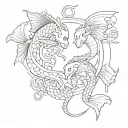 pisces and scorpio couple tattoos for lovers tattoo design idea