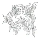 pisces and scorpio couple tattoos for lovers tattoo design idea