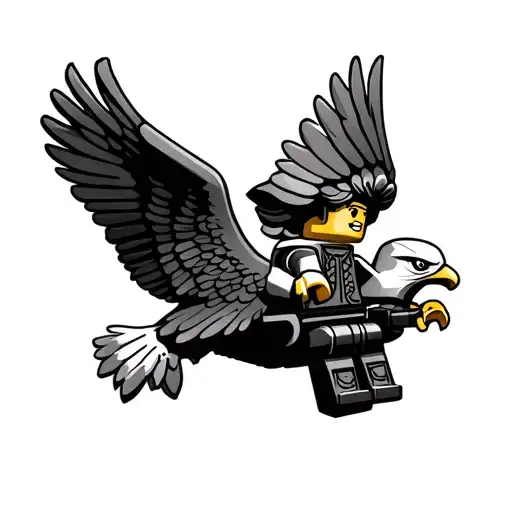 lego elvis riding eagle tattoo design idea