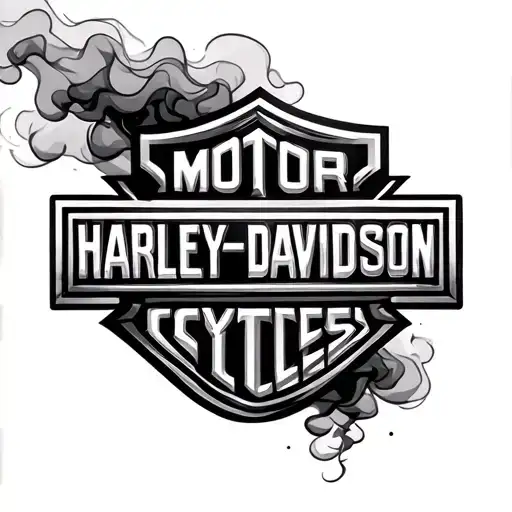 Harley Davidson logo smoke rising tattoo design idea