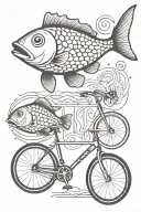 fish on a bicycle tattoo design idea