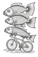 fish on a bicycle tattoo design idea