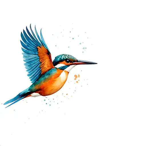 one kingfisher flying tattoo design idea